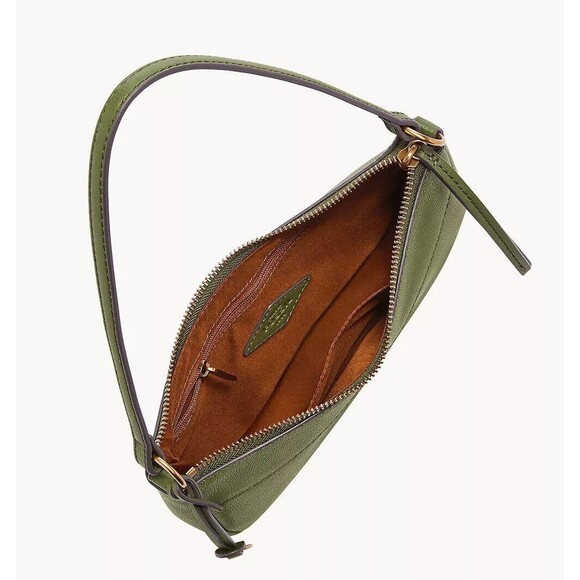 New Fossil Skylar Baguette Crossbody bag Leather Green Moss - Picture 2 of 5